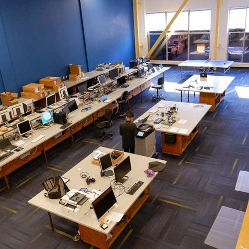 High-angle shot of PC Professional’s IT services lab