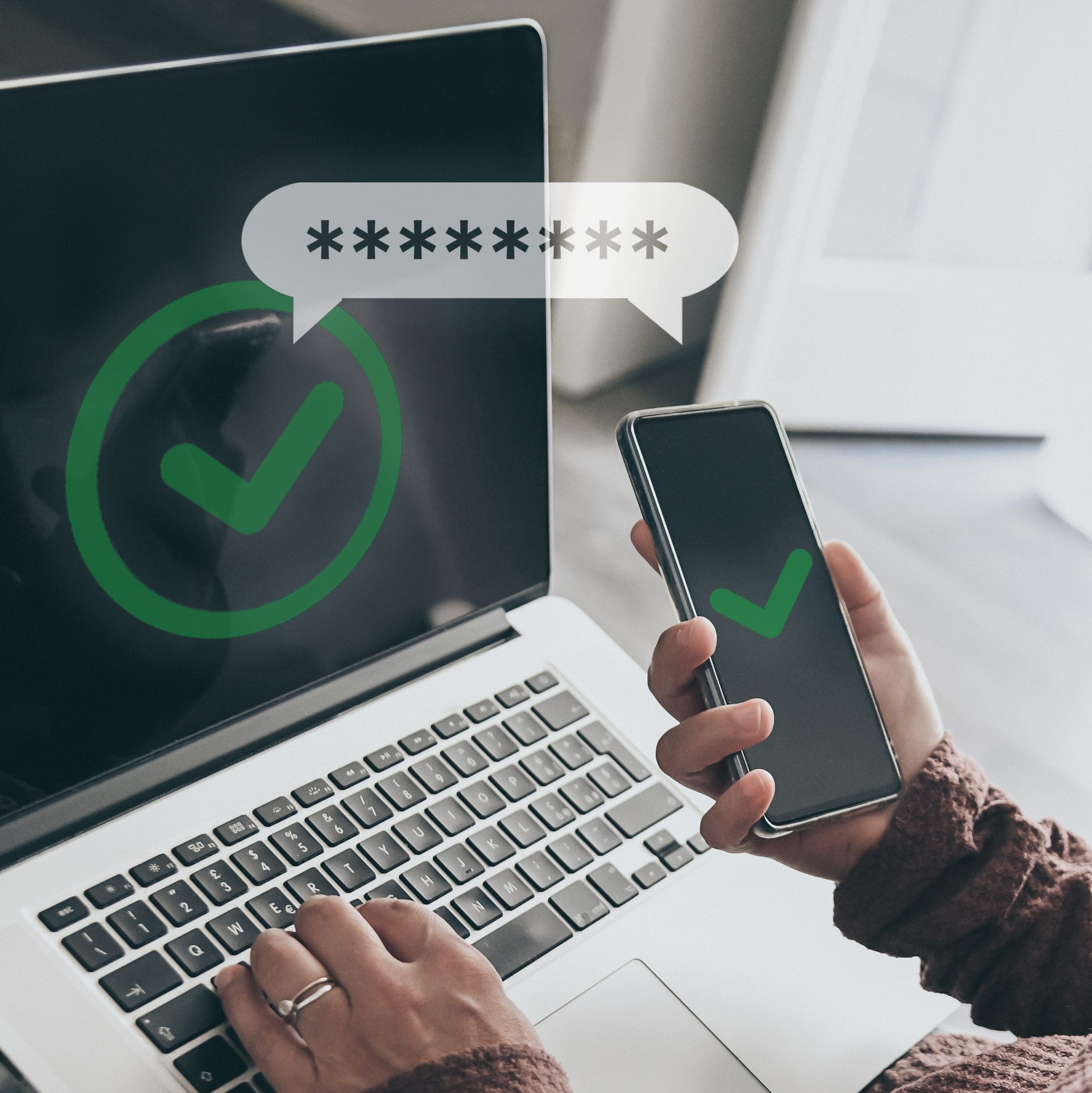 Two factor authentication. Ensure protection, identification concept. Security of online accounts.